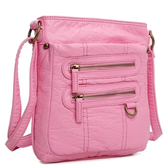 👛 NWT! Pink Multi Zipper Crossbody - Picture 3 of 7